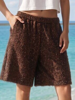 NWT $118 ANTHROPOLOGIE Maeve Tinsel High-Rise Long Shorts XS